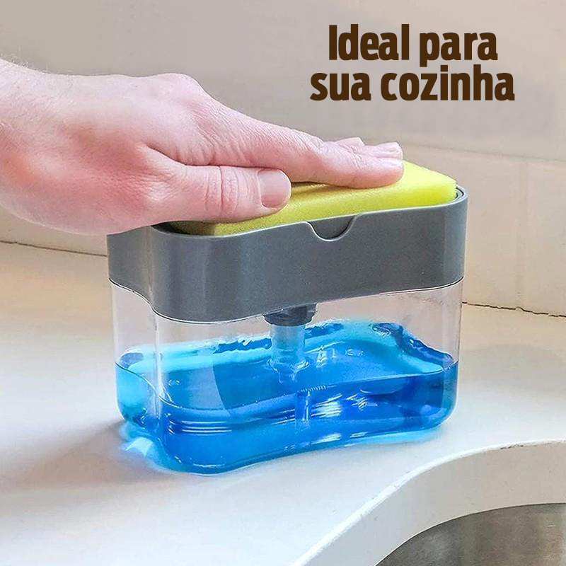 Dispenser Sabão 2x1 - Detergente e Suporte Porta Esponja