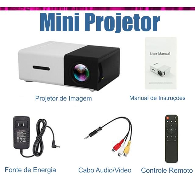 Mini Projetor YG-300 1080P Full HD Portátil